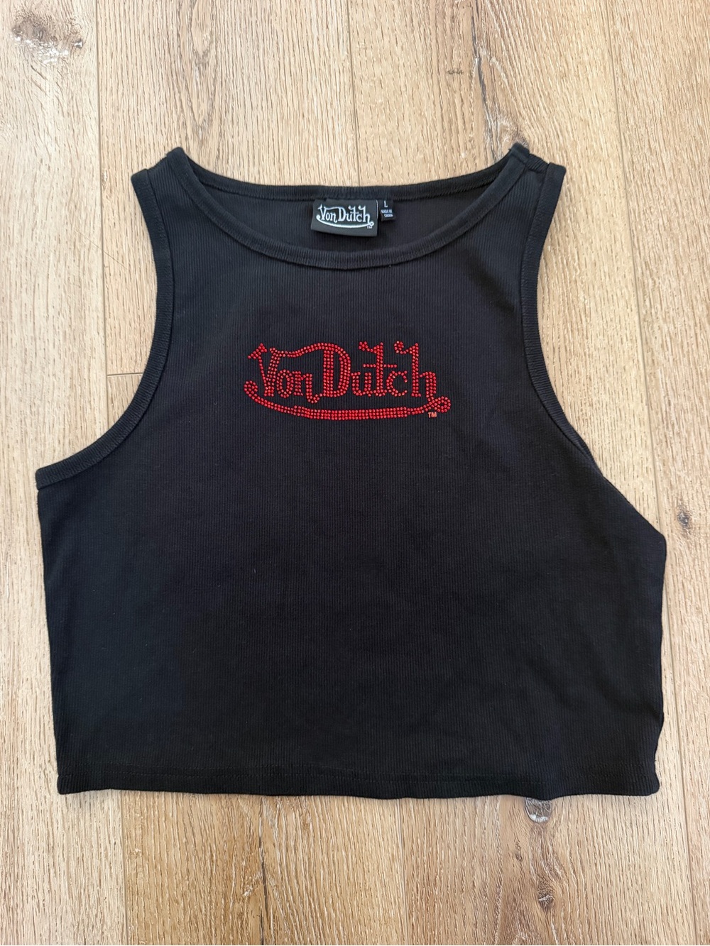 Von Dutch rhinestone logo tank top